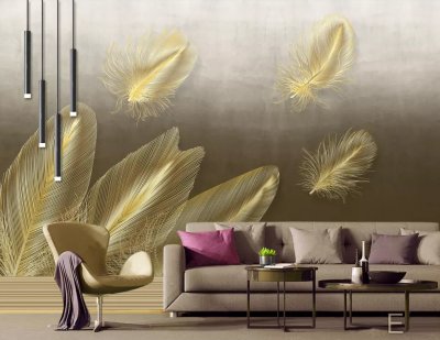 фотообои Золотые перья фреска