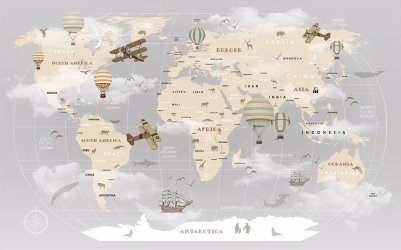 фотообои Карта мира на сером фоне