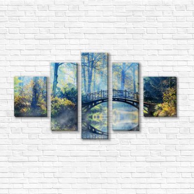 модульные картины Мост в лесу